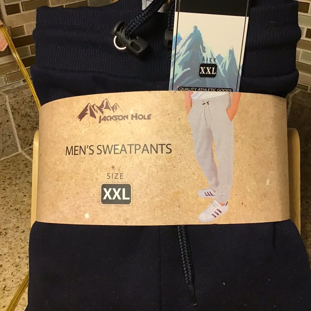 NWT Jackson Hole Men's Black Sweatpants w/ pockets 2XL